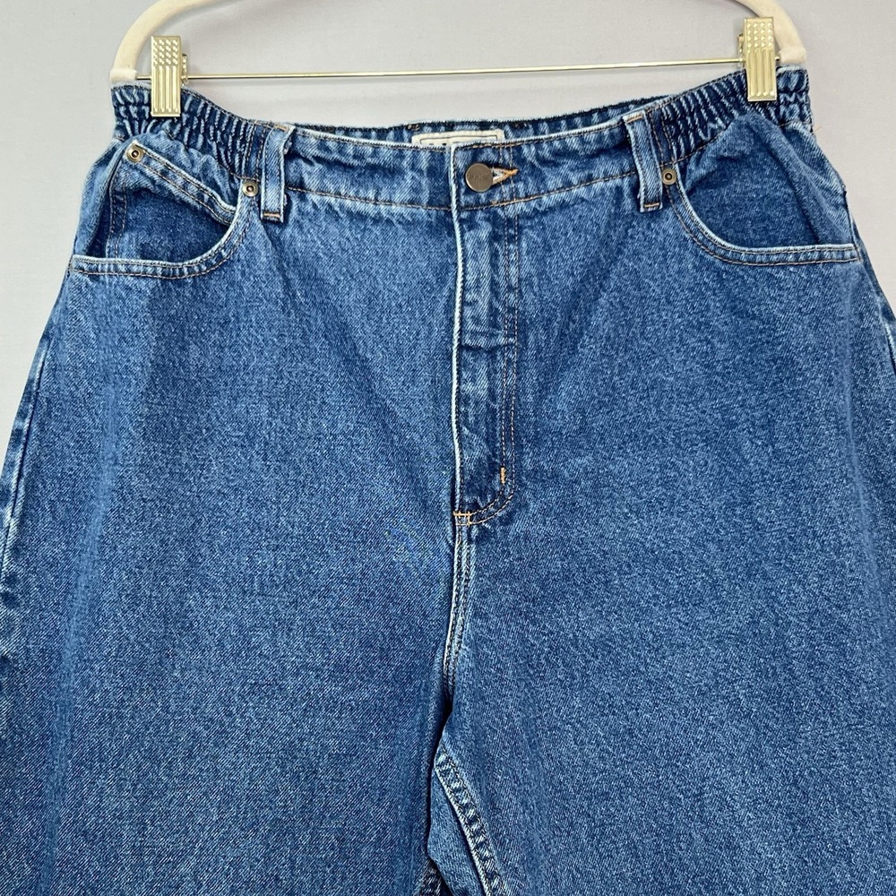 Vintage LL Bean Traveler Jeans Womens Petite 16 Blue Denim Comfort Waist Tapered - Picture 3 of 12